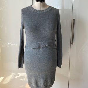 ASOS Knit Dress with Crew Neck & Long Sleeves in Gray Size—8